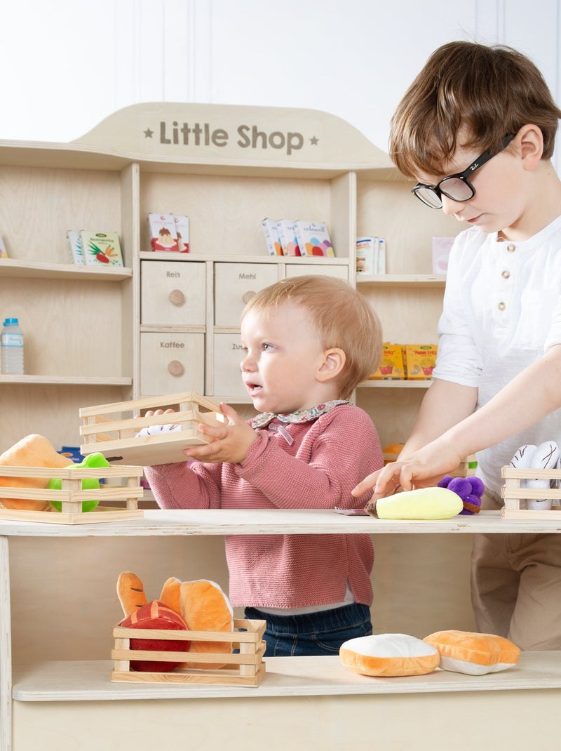 Marchande enfant en bois 6 tiroirs 9 compartiments et comptoir 'Little shop' ROBA Bois naturel - Kiabi