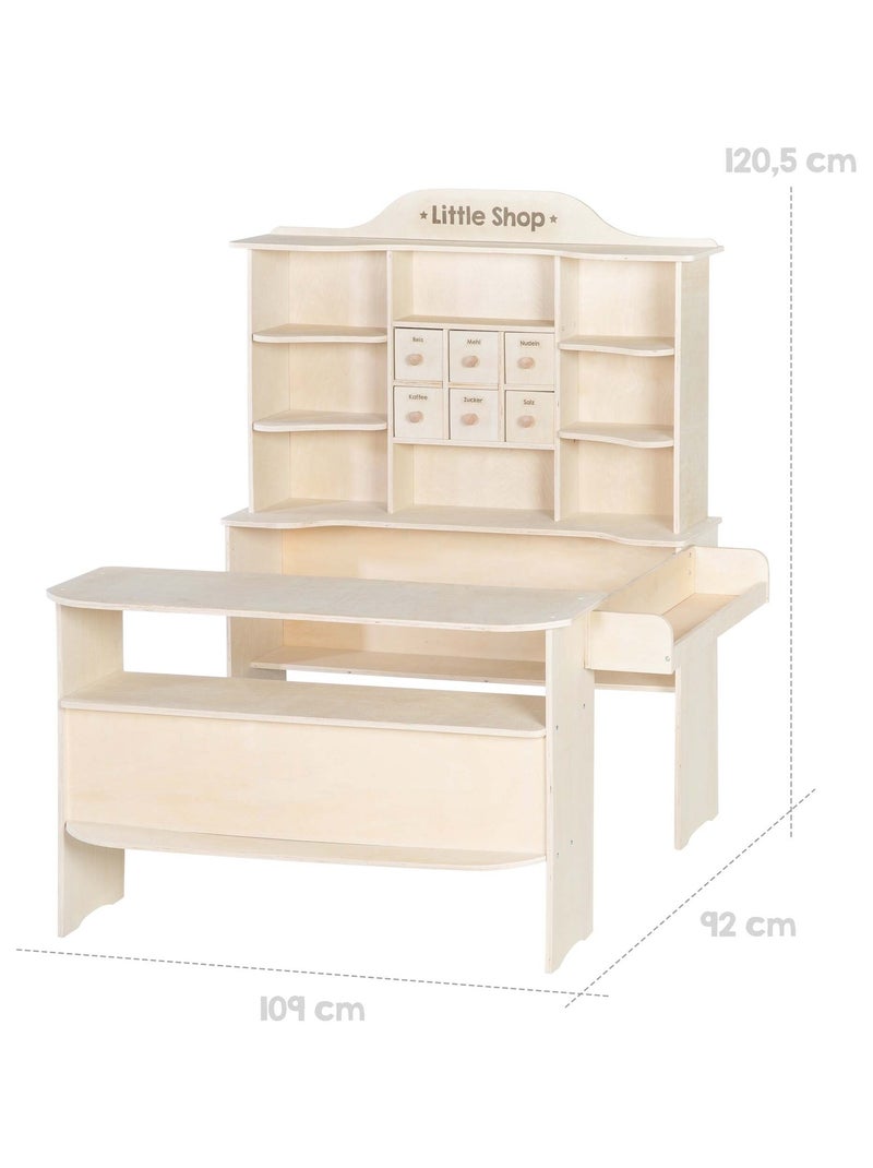 Marchande enfant en bois 6 tiroirs 9 compartiments et comptoir 'Little shop' ROBA Bois naturel - Kiabi