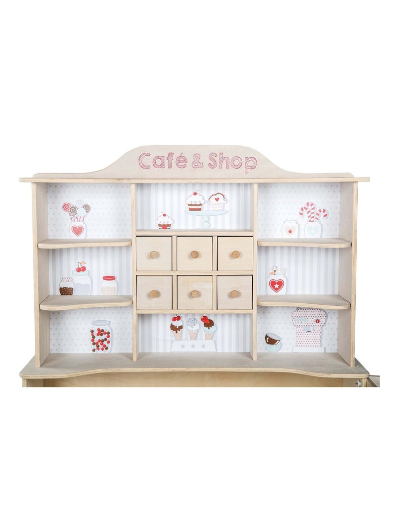 Marchande enfant en bois avec caisse enregistreuse et accessoires 'Café & Shop' ROBA Multicolore - Kiabi