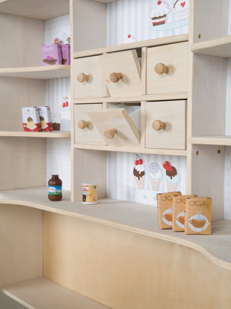 Marchande enfant en bois avec caisse enregistreuse et accessoires 'Café & Shop' ROBA Multicolore - Kiabi