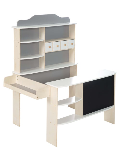 Marchande enfant en bois avec comptoir étagères et tableau noir ROBA - Kiabi
