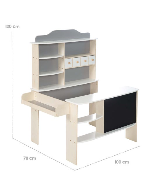Marchande enfant en bois avec comptoir étagères et tableau noir ROBA - Kiabi