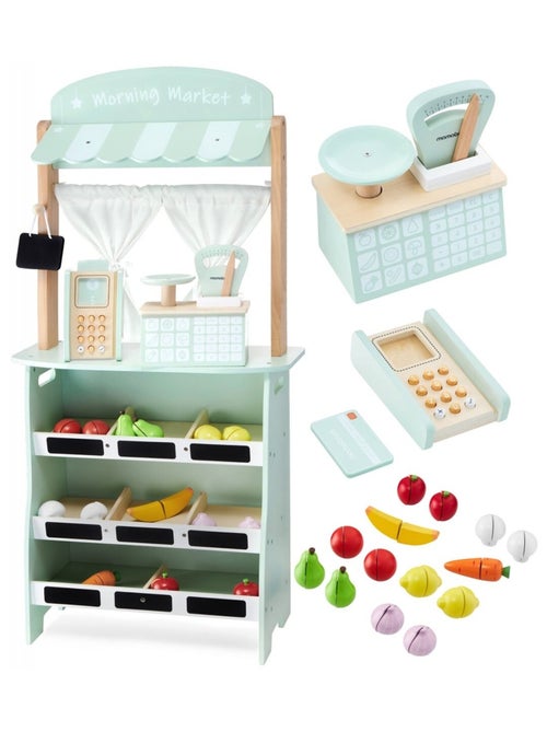 Marchande et théâtre 2-en-1 en bois pour enfant mamabrum - Kiabi Marchande et théâtre 2-en-1 en bois pour enfant mamabrum - Kiabi