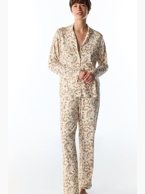 Margot pyjamaset met print en sjaalmotief, lange mouwen, overhemd en broek penti - Kiabi Margot pyjamaset met print en sjaalmotief, lange mouwen, overhemd en broek penti - Kiabi