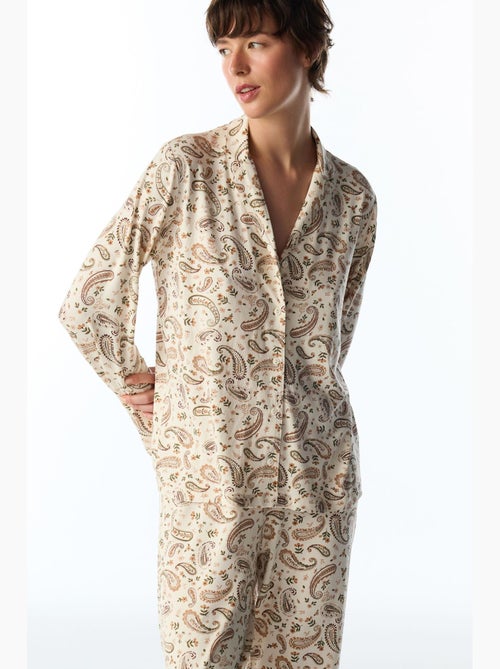 Margot pyjamaset met print en sjaalmotief, lange mouwen, overhemd en broek penti - Kiabi Margot pyjamaset met print en sjaalmotief, lange mouwen, overhemd en broek penti - Kiabi