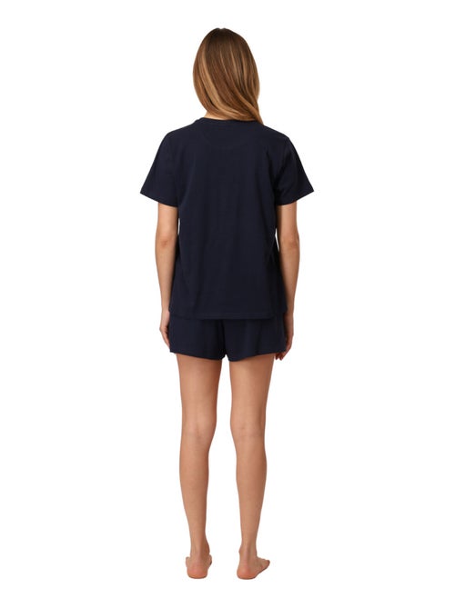 Marineblauwe korte pyjamaset voor dames - Kiabi Marineblauwe korte pyjamaset voor dames - Kiabi