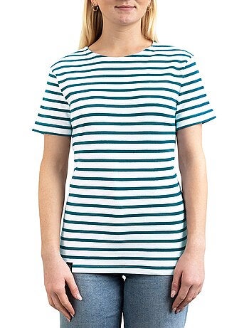 Marinière 'Breizh Océan' Homme ou Femme, T-shirt rayé mixte manches courtes