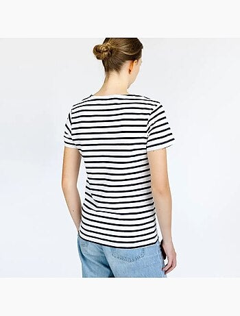 Marinière 'Breizh Océan' Homme ou Femme, T-shirt rayé mixte manches courtes