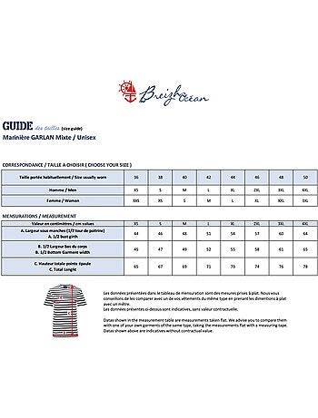 Marinière 'Breizh Océan' Homme ou Femme, T-shirt rayé mixte manches courtes