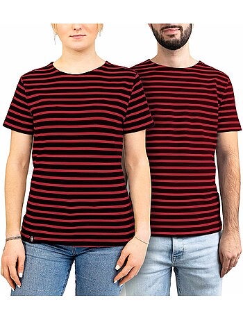 Marinière 'Breizh Océan' Homme ou Femme, T-shirt rayé mixte manches courtes