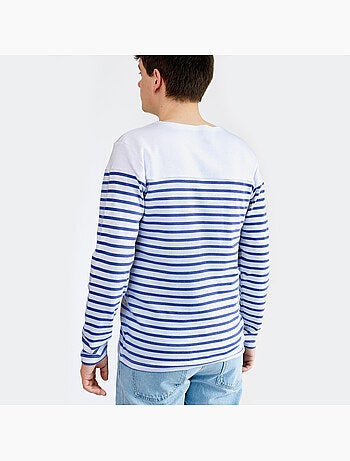 Marinière 'Breizh Océan', T-Shirt rayé Manches Longues, épais en Coton Bio - Mixte, Homme ou Femme