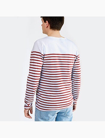 Marinière 'Breizh Océan', T-Shirt rayé Manches Longues, épais en Coton Bio - Mixte, Homme ou Femme
