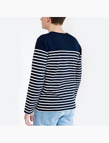 Marinière 'Breizh Océan', T-Shirt rayé Manches Longues, épais en Coton Bio - Mixte, Homme ou Femme