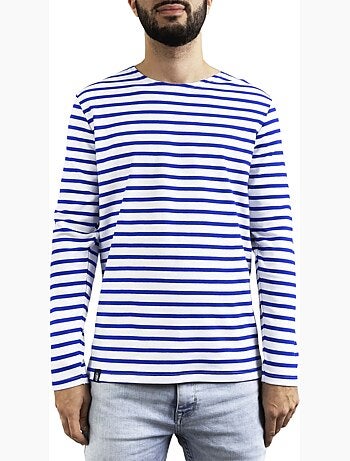 Marinière 'Breizh Océan', T-Shirt rayé mixte épais en Coton Bio, Homme ou Femme