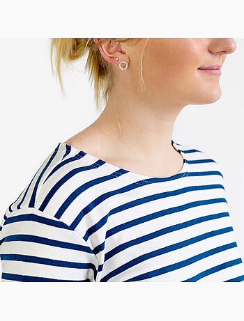 Marinière 'Breizh Océan', T-Shirt rayé mixte épais en Coton Bio, Homme ou Femme