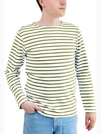 Marinière 'Breizh Océan', T-Shirt rayé mixte épais en Coton Bio, Homme ou Femme