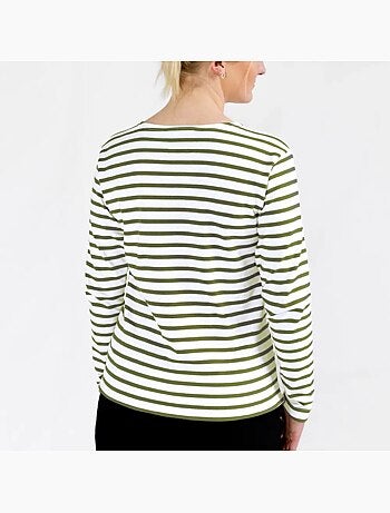 Marinière 'Breizh Océan', T-Shirt rayé mixte épais en Coton Bio, Homme ou Femme