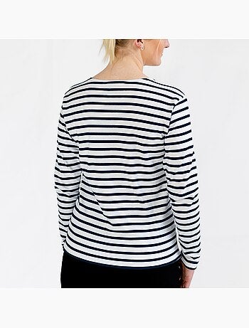 Marinière 'Breizh Océan', T-Shirt rayé mixte épais en Coton Bio, Homme ou Femme