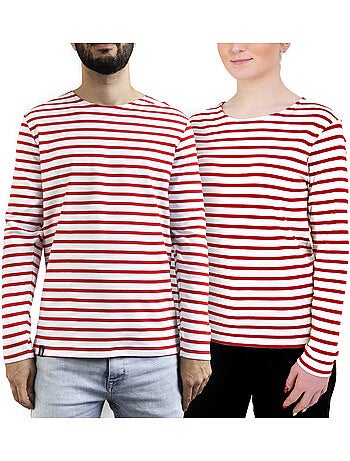 Marinière 'Breizh Océan', T-Shirt rayé mixte épais en Coton Bio, Homme ou Femme