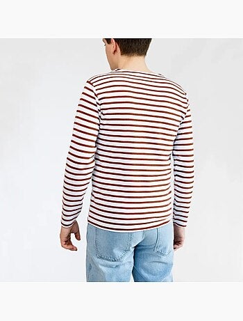 Marinière 'Breizh Océan', T-Shirt rayé mixte épais en Coton Bio, Homme ou Femme