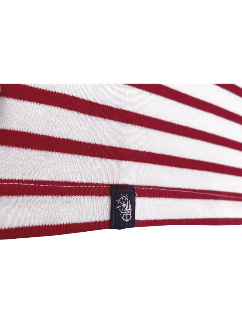 Marinière 'Breizh Océan', T-Shirt rayé mixte épais en Coton Bio, Homme ou Femme Blanc/Rouge - Kiabi