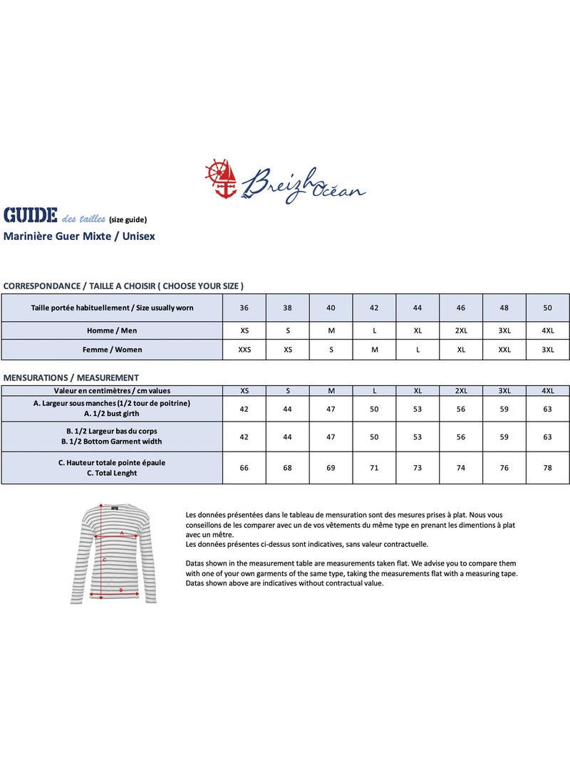 Marinière 'Breizh Océan', T-Shirt rayé mixte épais en Coton Bio, Homme ou Femme Blanc/Rouge - Kiabi