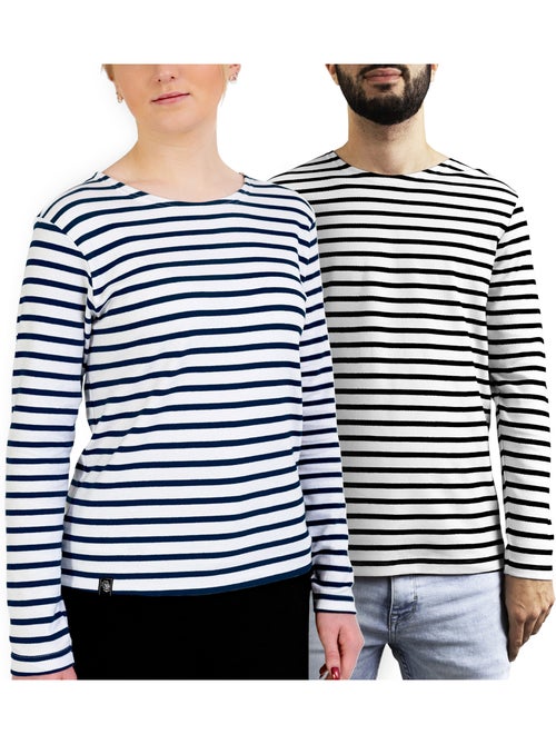 Marinière 'Breizh Océan', T-Shirt rayé mixte épais en Coton Bio, Homme ou Femme - Kiabi Marinière 'Breizh Océan', T-Shirt rayé mixte épais en Coton Bio, Homme ou Femme - Kiabi