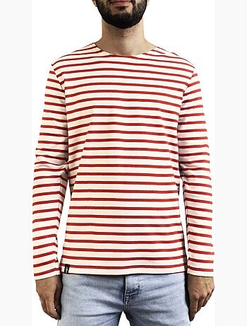 Marinière 'Breizh Océan', T-Shirt rayé mixte épais en Coton Bio, Homme ou Femme