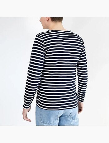 Marinière 'Breizh Océan', T-Shirt rayé mixte épais en Coton Bio, Homme ou Femme