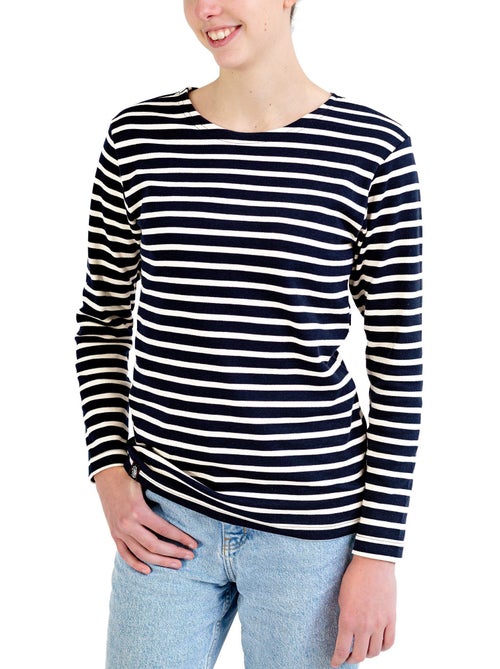 Marinière 'Breizh Océan', T-Shirt rayé mixte épais en Coton Bio, Homme ou Femme - Kiabi Marinière 'Breizh Océan', T-Shirt rayé mixte épais en Coton Bio, Homme ou Femme - Kiabi