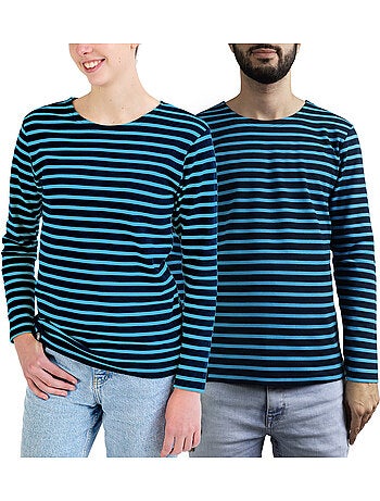 Marinière 'breizh océan', t-shirt rayé mixte épais en coton bio, homme ou femme