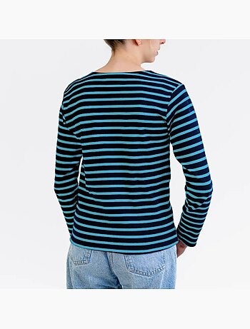 Marinière 'breizh océan', t-shirt rayé mixte épais en coton bio, homme ou femme