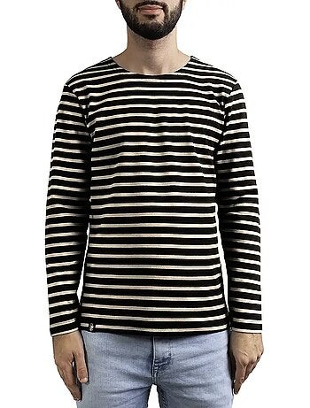 Marinière 'Breizh Océan', T-Shirt rayé mixte épais en Coton Bio, Homme ou Femme