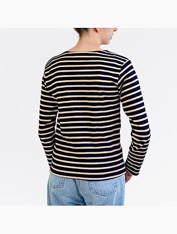 Marinière 'Breizh Océan', T-Shirt rayé mixte épais en Coton Bio, Homme ou Femme