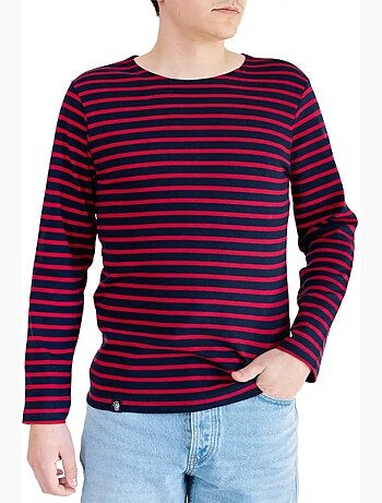 Marinière 'Breizh Océan', T-Shirt rayé mixte épais en Coton Bio, Homme ou Femme