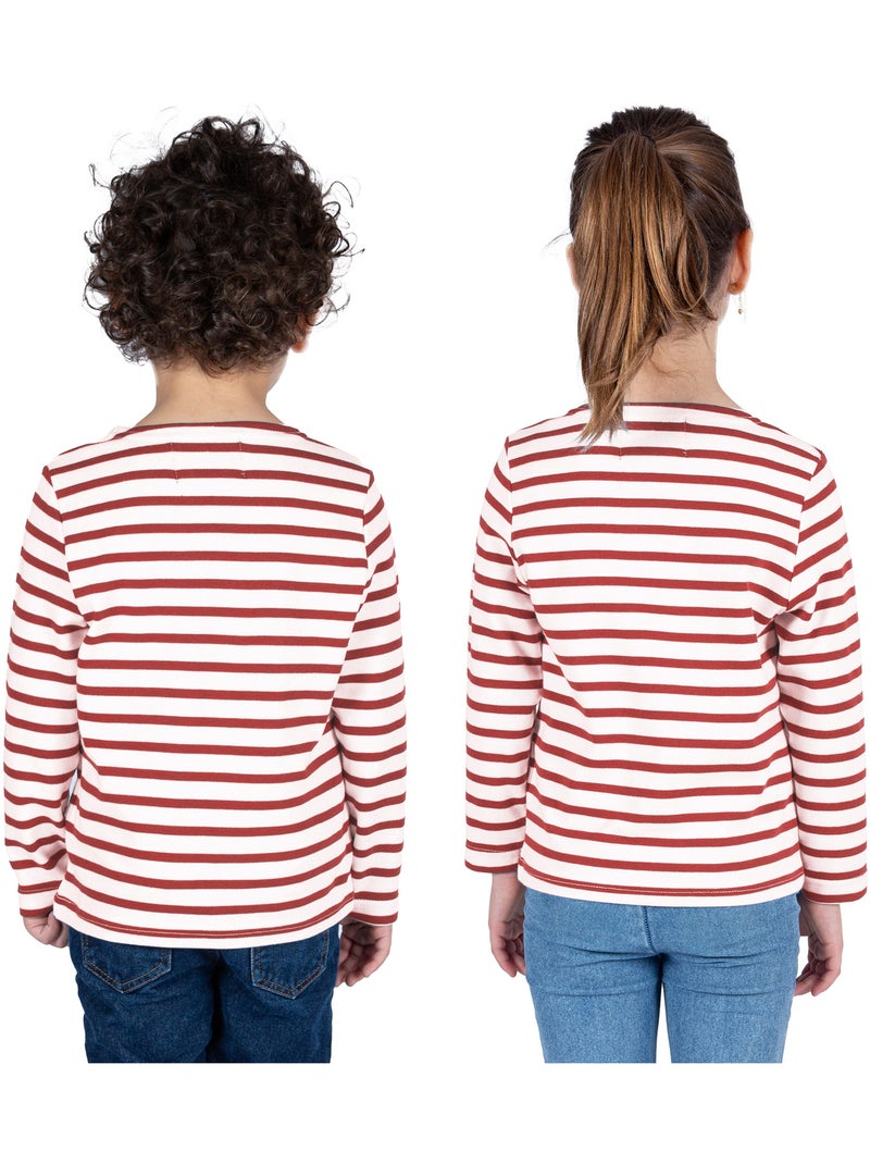 Marinière coton Bio 'Breizh Océan' T-Shirt rayé épais mixte, garçon ou fille Blanc/Rouge - Kiabi