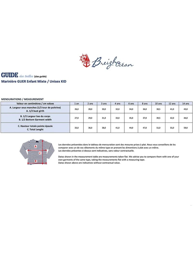 Marinière coton Bio 'Breizh Océan' T-Shirt rayé épais mixte, garçon ou fille Blanc/Rouge - Kiabi