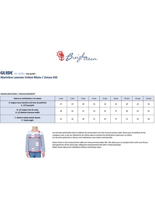 Marinière Coton BIO 'Breizh Océan', Tee Shirt Enfant Garcon ou Fille Manches Longues - Kiabi