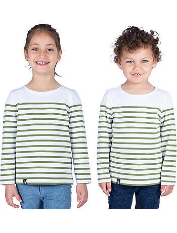 Marinière Coton BIO 'Breizh Océan', Tee Shirt Enfant Garcon ou Fille Manches Longues