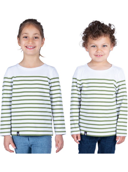 Marinière Coton BIO 'Breizh Océan', Tee Shirt Enfant Garcon ou Fille Manches Longues - Kiabi