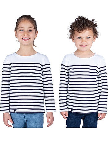 Marinière Coton BIO 'Breizh Océan', Tee Shirt Enfant Garcon ou Fille Manches Longues