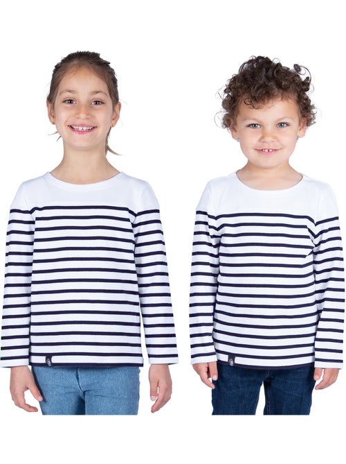 Marinière Coton BIO 'Breizh Océan', Tee Shirt Enfant Garcon ou Fille Manches Longues - Kiabi