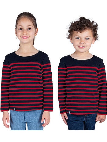 Marinière Coton BIO 'Breizh Océan', Tee Shirt Enfant Garcon ou Fille Manches Longues