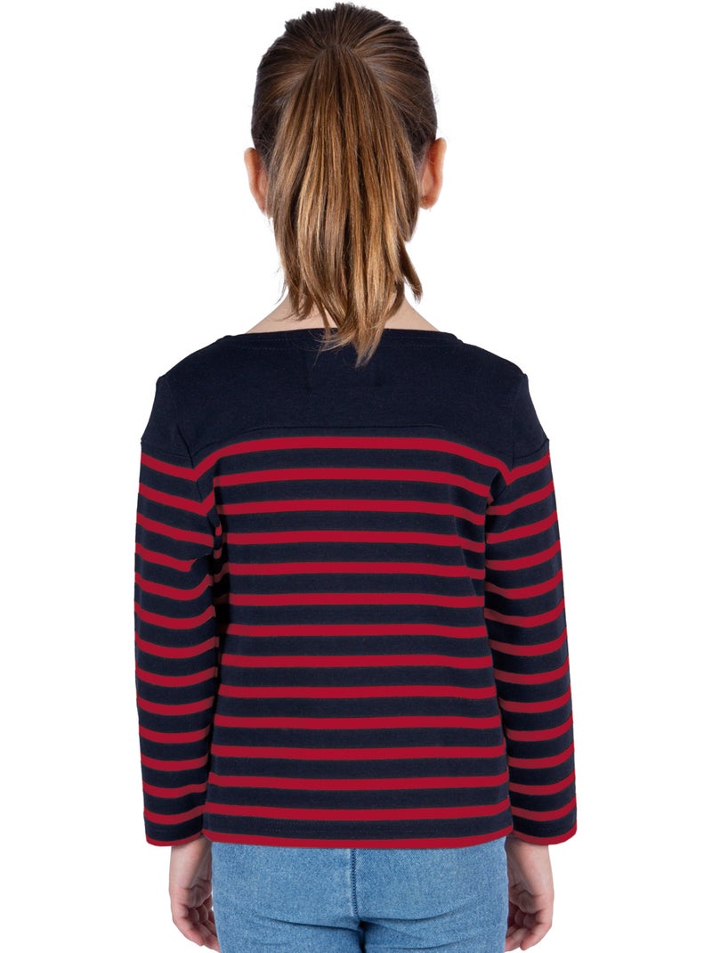 Marinière Coton BIO 'Breizh Océan', Tee Shirt Enfant Garcon ou Fille Manches Longues Marine/Rouge - Kiabi