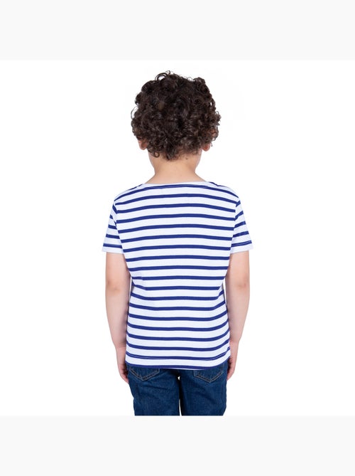 Marinière Coton BIO manches courtes 'Breizh Océan', tee shirt enfant mixte - Kiabi