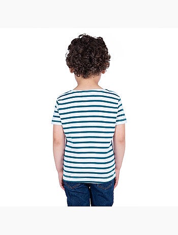 Marinière Coton BIO manches courtes 'Breizh Océan', tee shirt enfant mixte