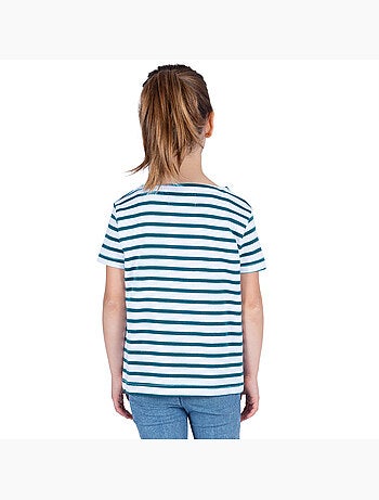 Marinière Coton BIO manches courtes 'Breizh Océan', tee shirt enfant mixte