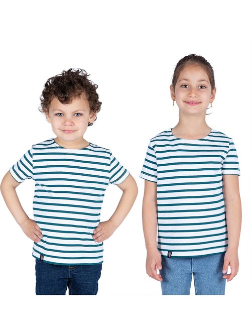 Marinière Coton BIO manches courtes 'Breizh Océan', tee shirt enfant mixte - Kiabi Marinière Coton BIO manches courtes 'Breizh Océan', tee shirt enfant mixte - Kiabi