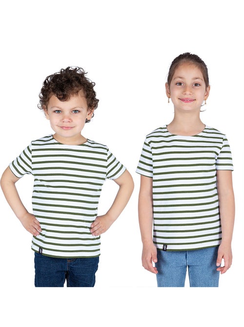 Marinière Coton BIO manches courtes 'Breizh Océan', tee shirt enfant mixte - Kiabi Marinière Coton BIO manches courtes 'Breizh Océan', tee shirt enfant mixte - Kiabi