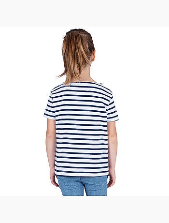 Marinière Coton BIO manches courtes 'Breizh Océan', tee shirt enfant mixte